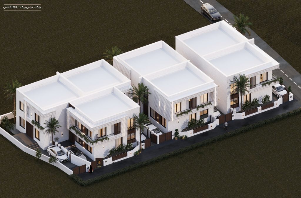 Aerial masterplan render of residential compound