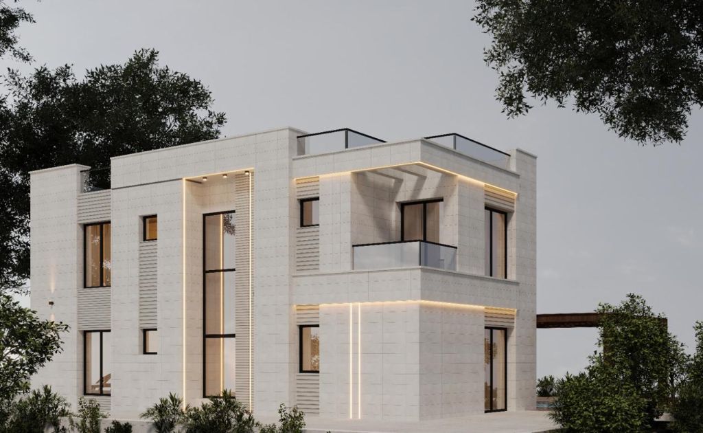 Luxury villa side exterior render